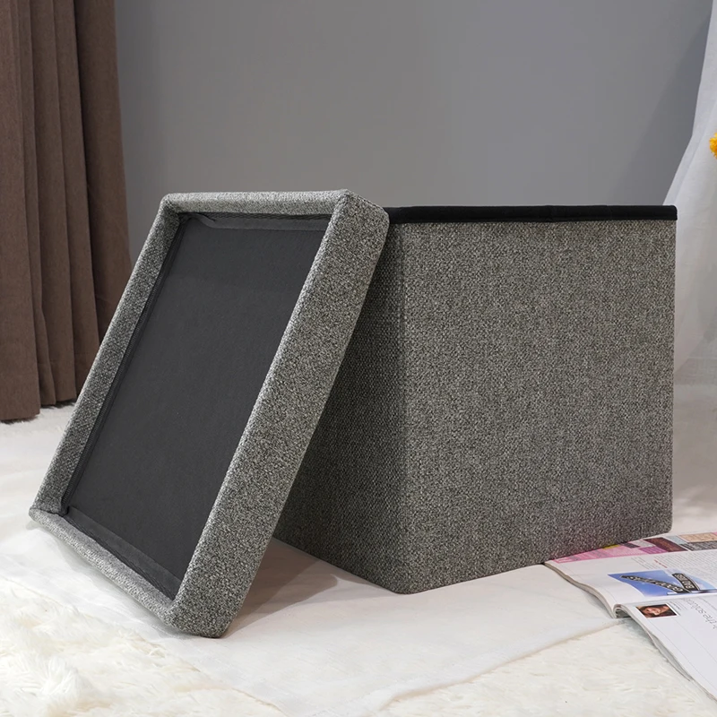 2026 Hot Sale Storage Foldable Ottoman Folding Storage Ottoman Box Shoes Changing Stool