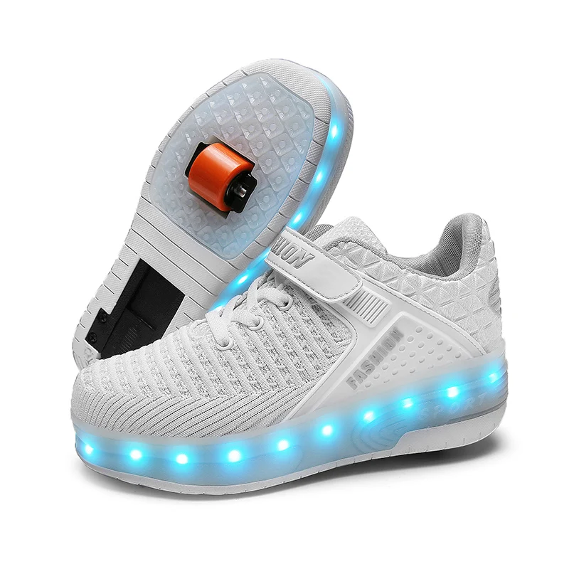 Aikuass Unisex LED Light up Roller Shoes USB Chargeable Wheeled Skate Sneaker Christmas Birthday Gifts for Boys and Girls Kids