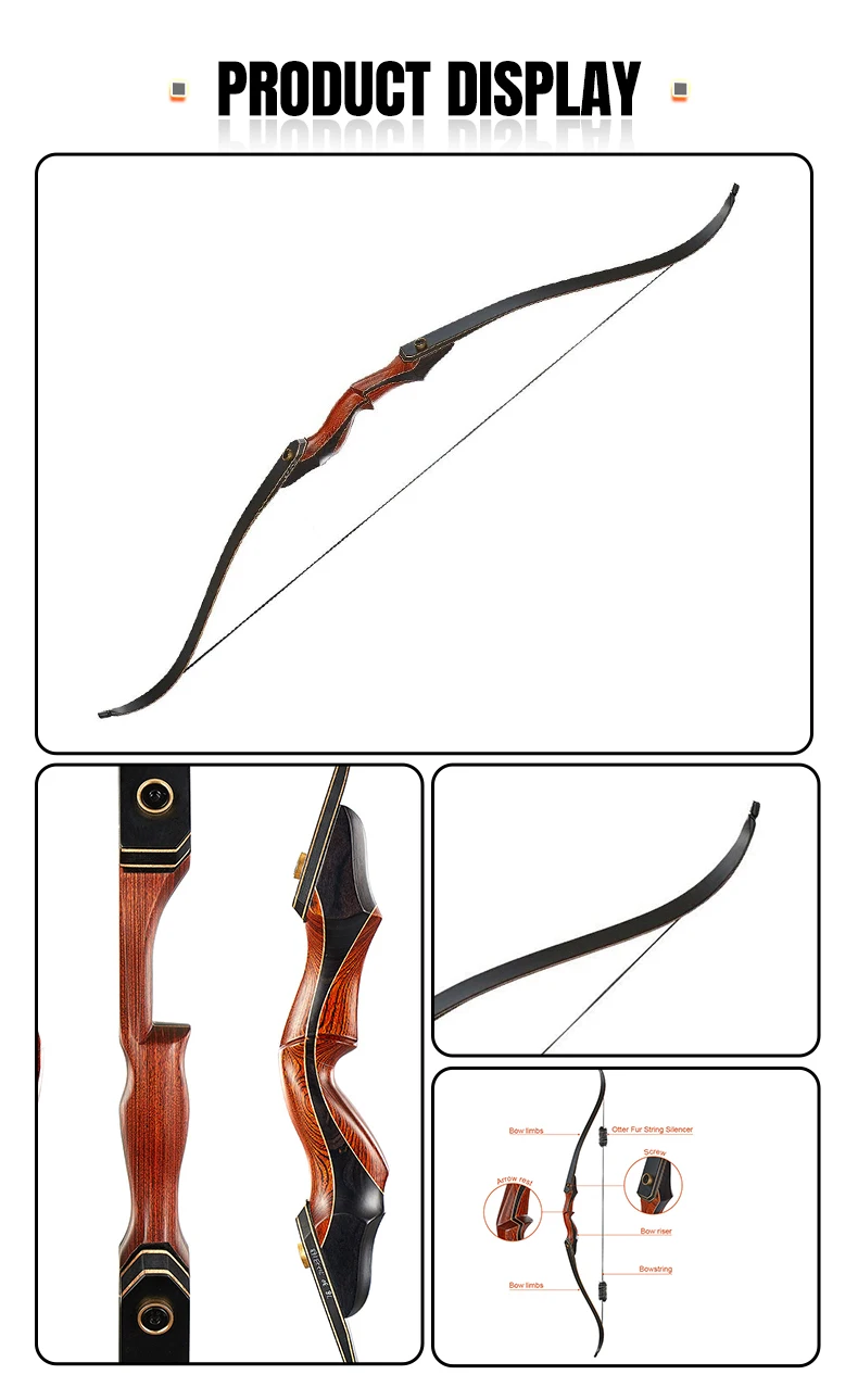 Hitop 60inch 50 Lbs Traditional Bow And Arrow Wood Professional Archery