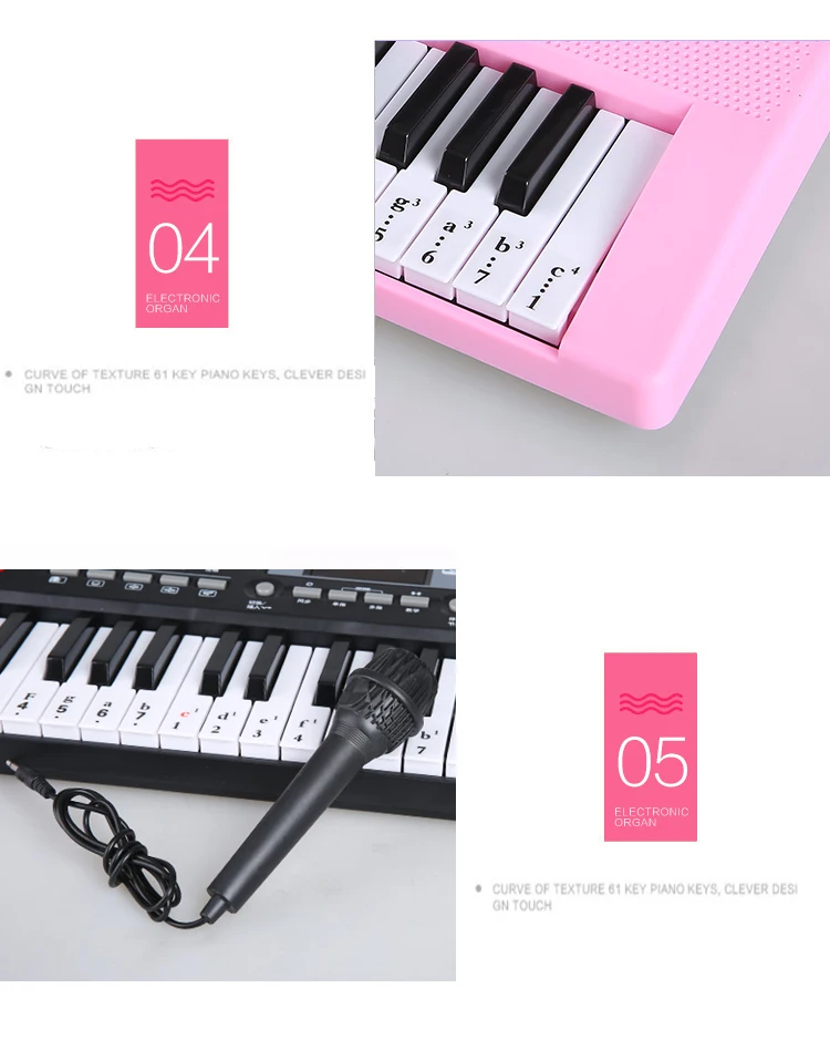 BD Music Digital 61 Keys Electronic Musical Kids Toy Keyboard For Wholesale factory