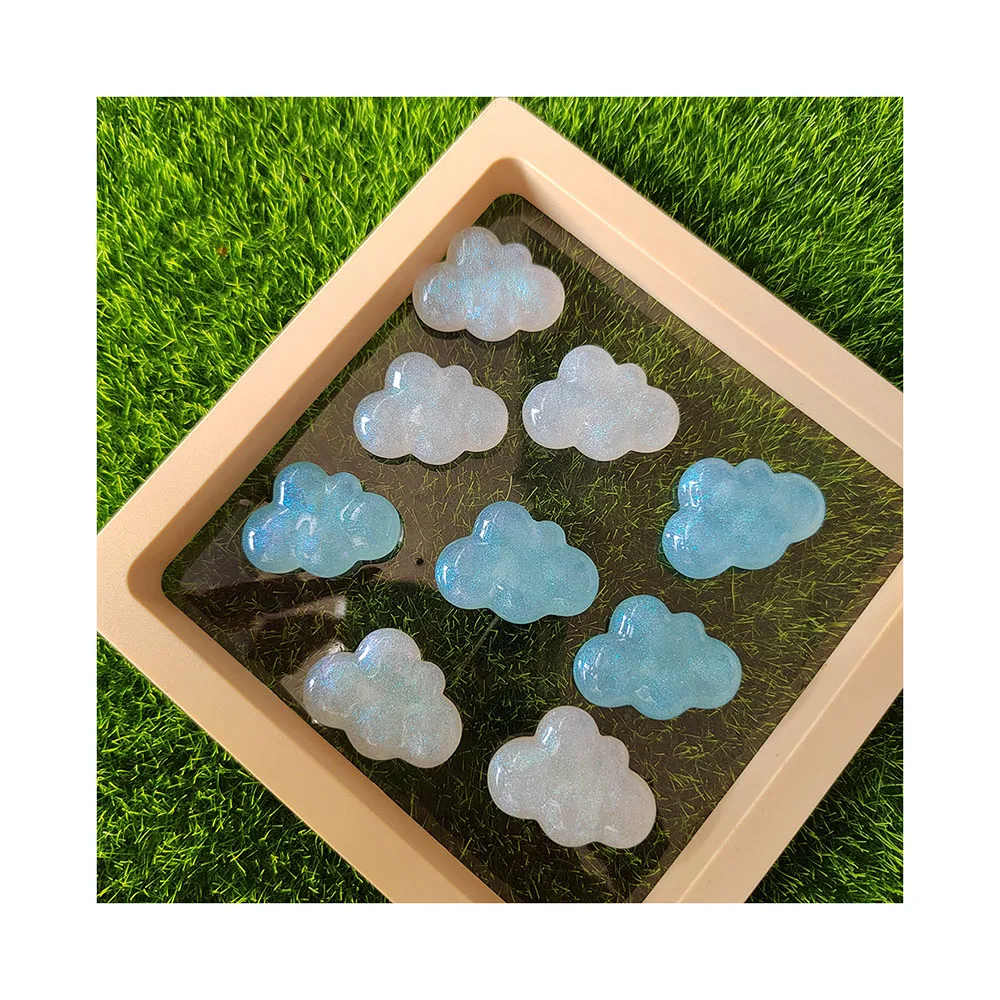 100Pcs New Colorful Glitter Cloud Embellishment Buttons Flatback Resin Cabochons for DIY Phone Handcraft  Handmade Decor