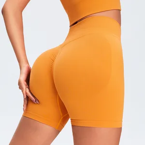 TOPKO Stock European and American Cross-border Seamless Yoga Shorts Women's Three-point High-waisted Peach Yoga Pants