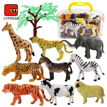 Promotion Cartoon Farm Plastic Wild Animals Toy Set Animal Figures Set PVC Animal Toys