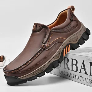 High Quality Large Us Size 11 14 15  Men's Casual Leather Dress Oxfords Loafers Shoes Black Brown Grey Slip on Shoes for Men