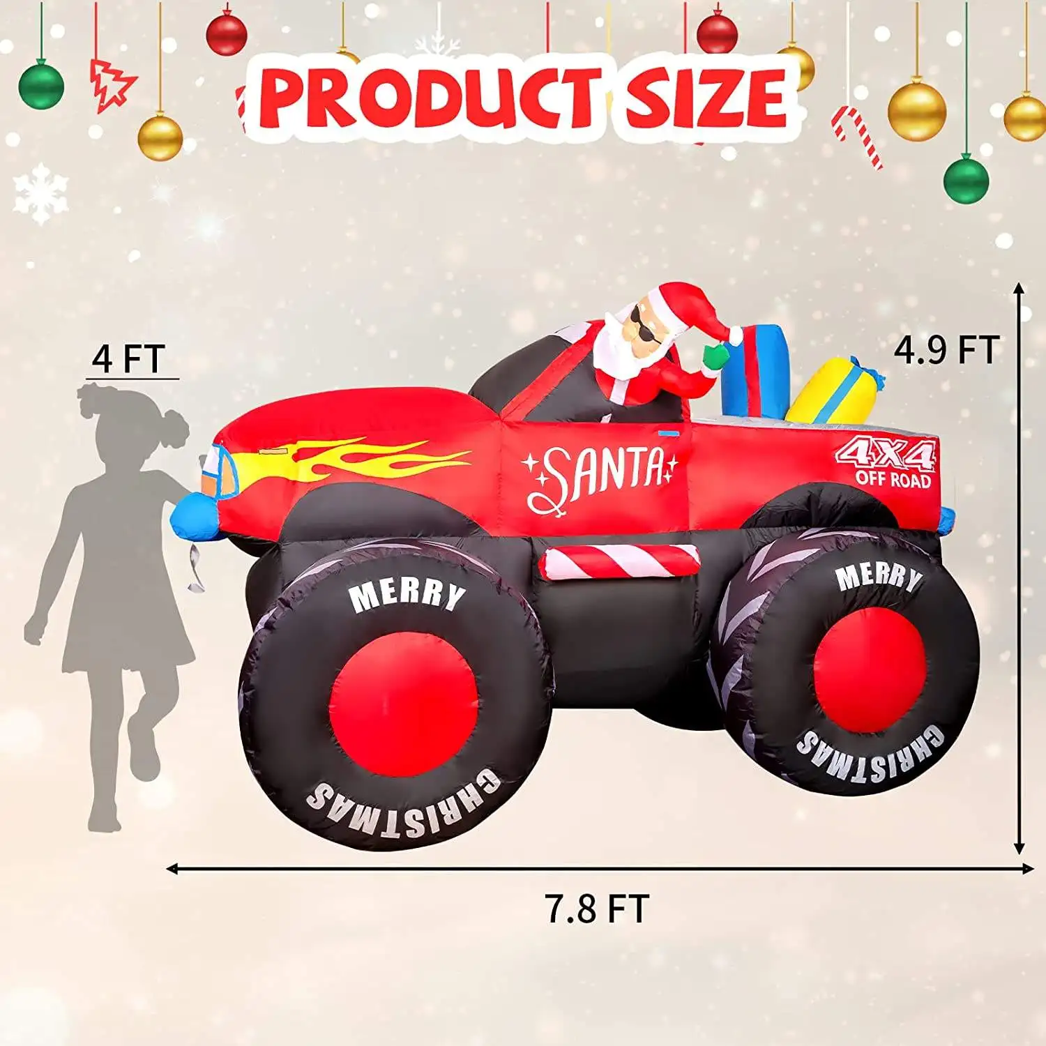 Ourwarm Santa Custom Inflatable Christmas Cartoon Yard Decoration