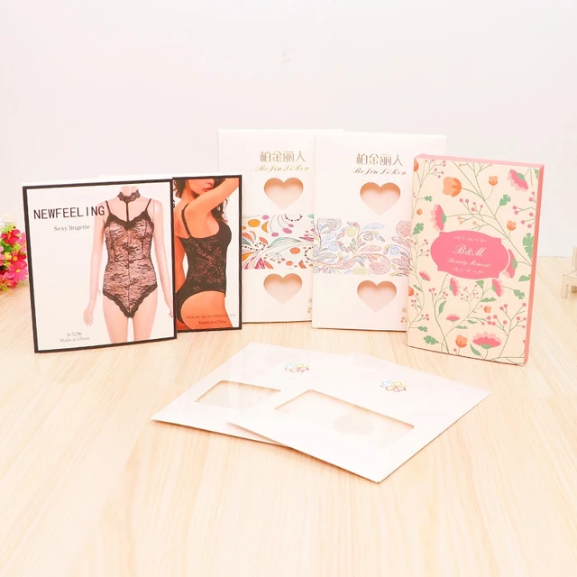 Customizable colored paper box, suitable for 2cm thick sexy clothing, can open windows and fold underwear gift box