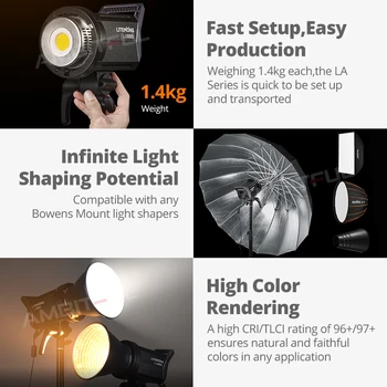 GODOX LA150D LA150BI 190W LA200D LA200BI 230W LCD Panel LED Video Light Continuous Output +APP Control Bowens Mount Studio Light detail image