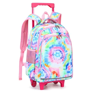 Custom logo Children Wheels Book Backpack School Trolley Bags for Girls Kids