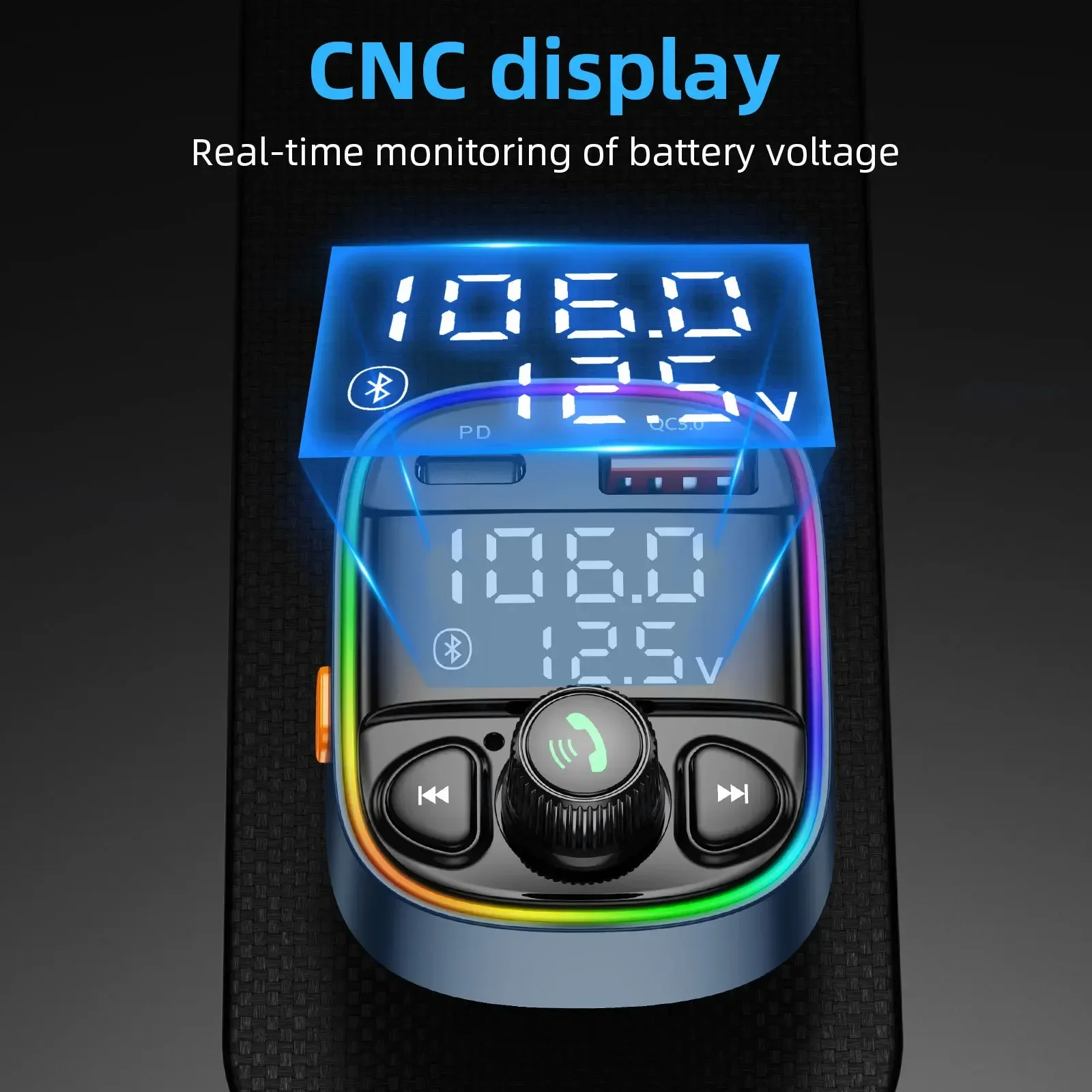 Dual Usb Ports Display Modulator Fast Charger Bluetooth Car Kit Hands