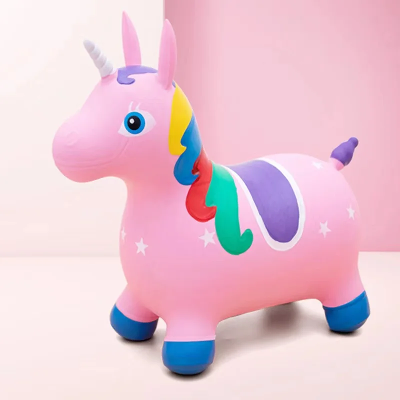 Purple Bouncy Unicorn Hopper for Toddlers Hopping Bouncing Inflatable Animal Toy Jumping Horse for Kids