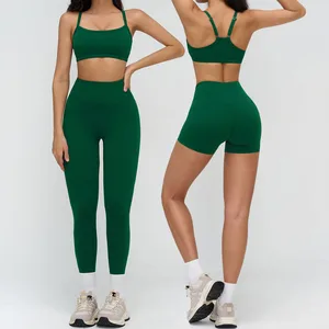 2026 New Design Women Yoga Set Adjustable Sports Bra Butt Lift High Waist Tummy Control Leggings Workout Fitness Active Wear