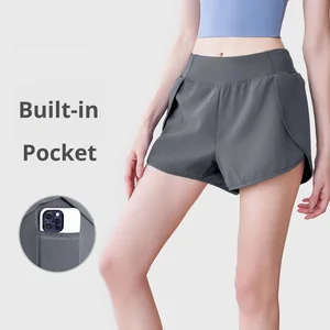 Women 2 in 1 Workout Running Shorts Lightweight Quick-Dry Gym Athletic Training Yoga Shorts With Side Pocket