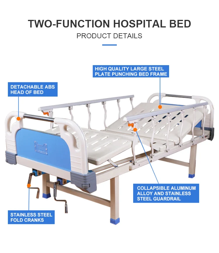 2 Crank Nursing Care Bed Semi Fowler Manual Hospital Bed Hospital