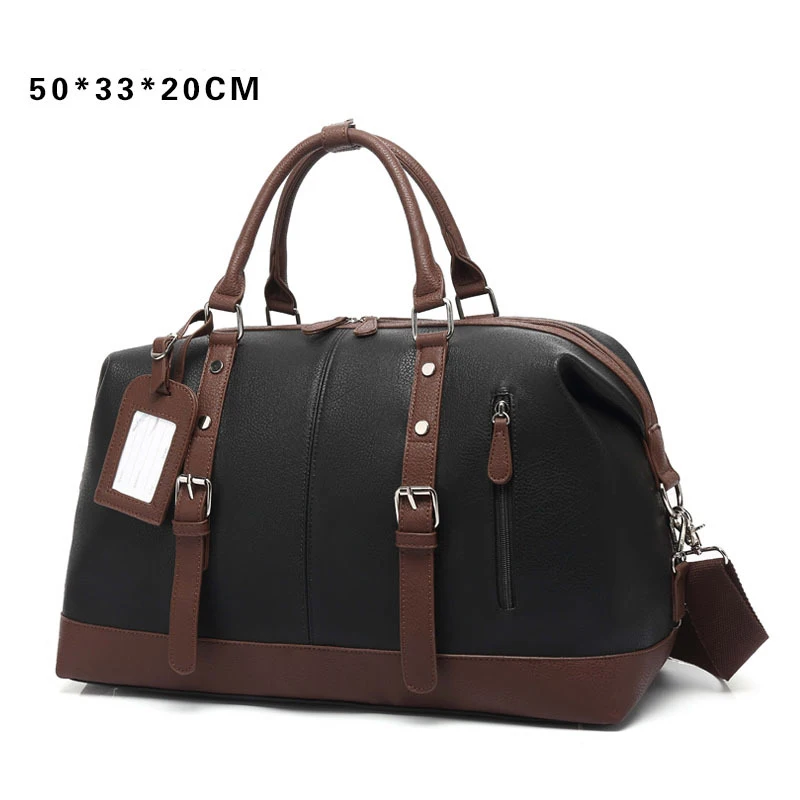 2021 Luggage Bag Men Women Pu Leather Clothes Storage Carry-on Duffle ...