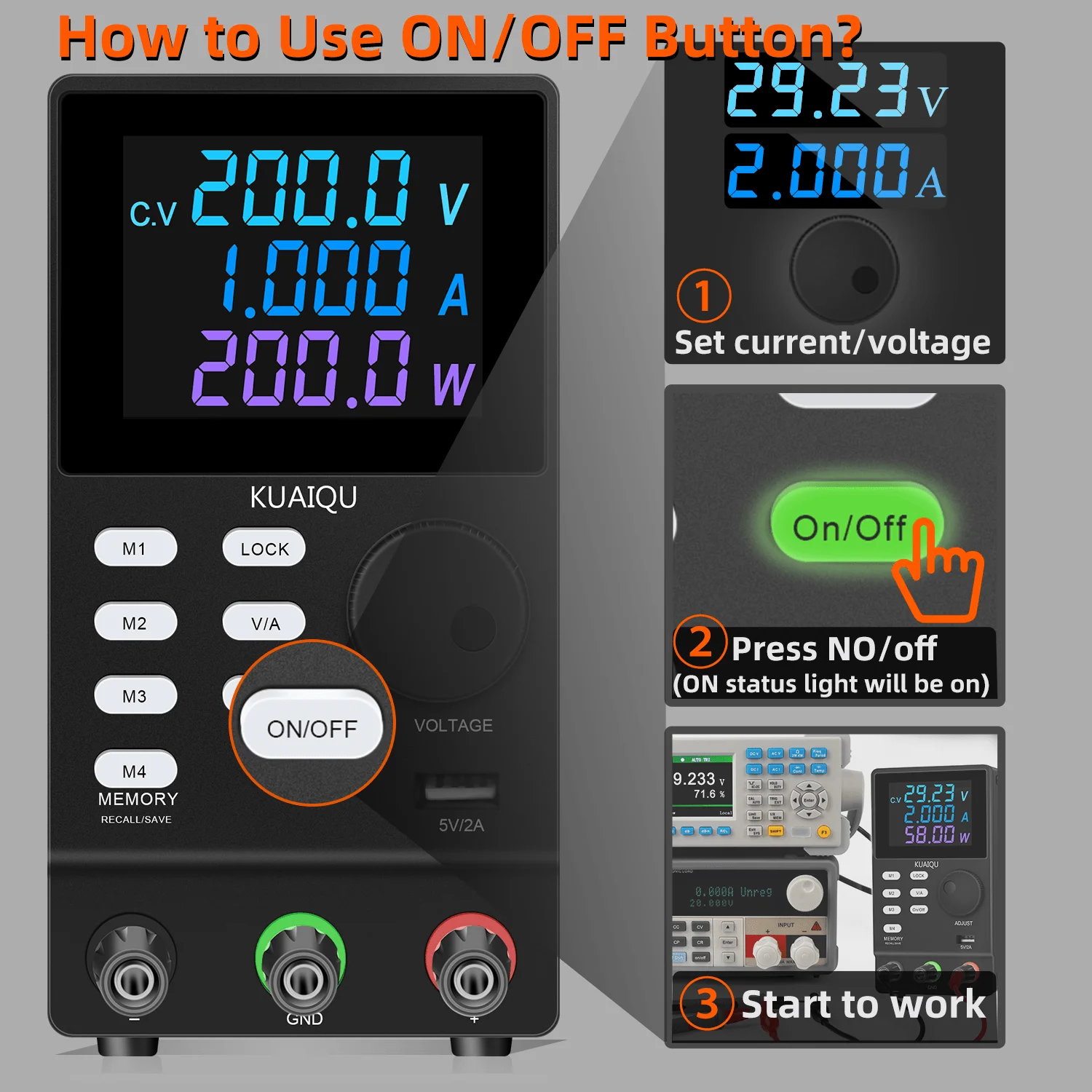 KUAIQUA SPPS2001D 200W 200V 1A Programmable with RS232 Adjustable Switching Power Supply Lab Regulator DC Power Supply