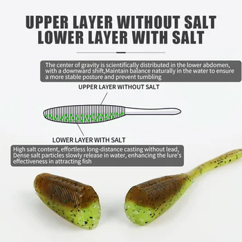 Salted High Gravity Needle Tail Worm Soft Lure, Texas Weightless Rig for Bass and Culter – Soft Lure – view 5