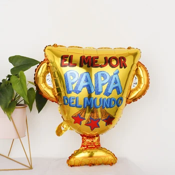 New Trophy Spanish and English Happy Father's Day Balloon Feliz Dia Super Papa Foil Balloon Father's Day Party Decoration Toy