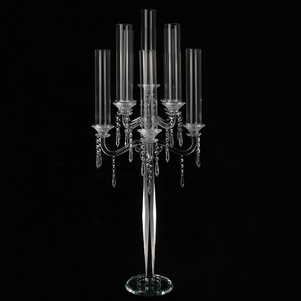 MH-Z154 стеклянный канделябр 9 рук хрустальный свадебное украшение