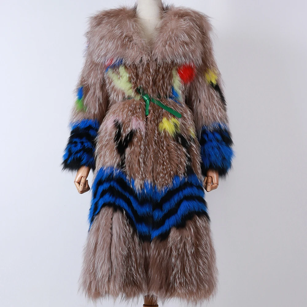 Autumn Fashion Knitted Fur Coat Women Turn-donw Collar Long Fur Coat ...