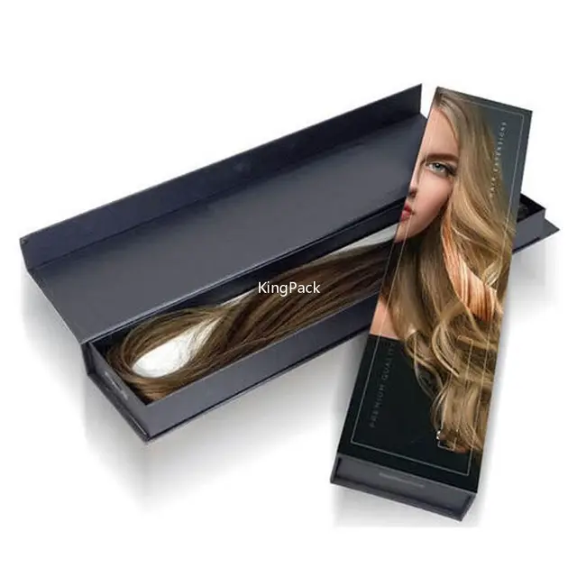Digital Printing Black Premium Gift Box Luxury Large Package Cardboard Paper Wig Hair Extension Magnetic Packaging Box