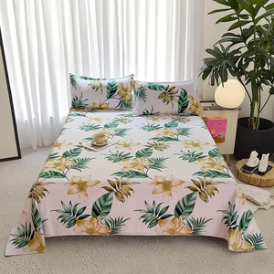 Wholesale 100% Polyester 3-Piece Bed Sheet & Pillowcase Set Custom Floral Solid Pattern for Home & Hotel Use Fitted Flat Sheets