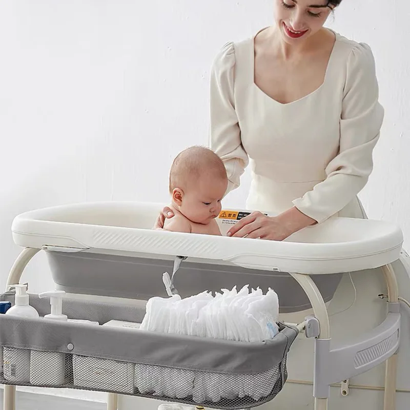 2024 Manufacturer OEM Baby Foldable Standing Diaper Folding Nursing Baby Bathtub Changing Table With Bath Tub