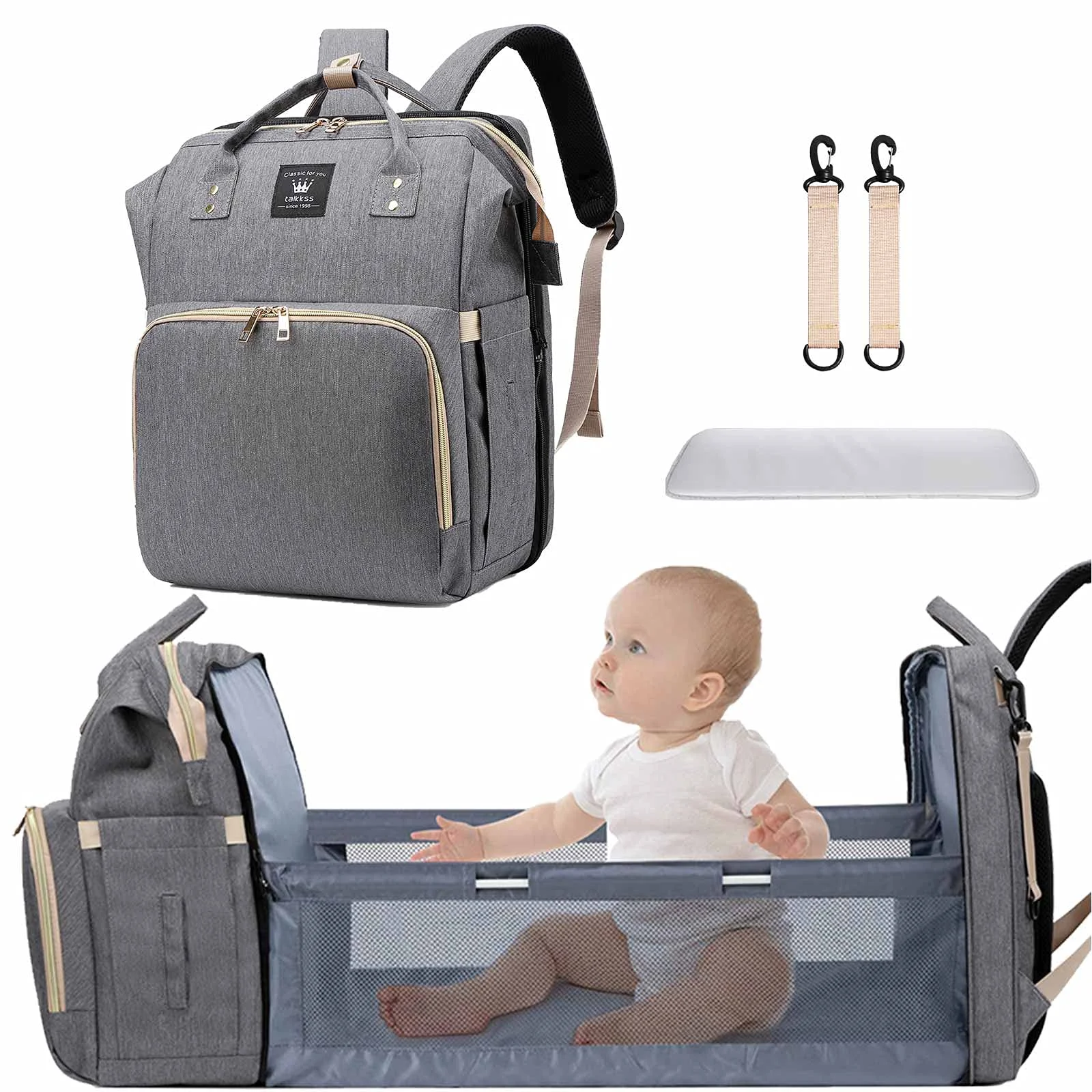 Diaper Bag Backpack With Changing Station 3 In 1 Multifunction Mommy ...