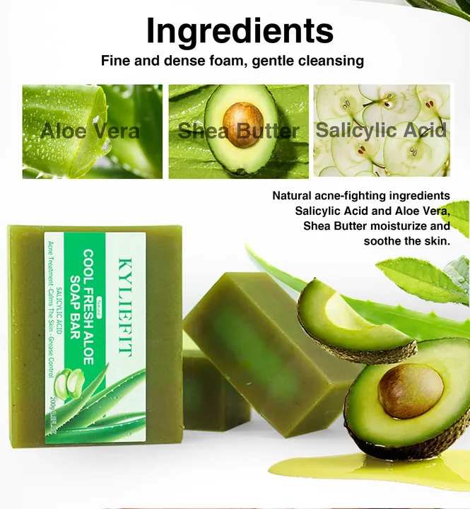 Customizable Handmade Aloe Vera Soap Gentle Cleansing Salicylic Acid  Whitening Face Anti Acne Soap for the Skin