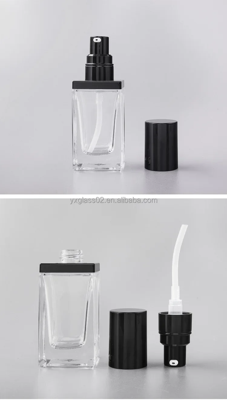 Supplier  Innovative new style skincare packaging container cosmetic square glass bottle set 30g50g40ml100ml120ml supplier