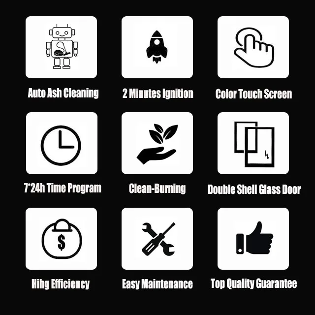 High Efficiency Low Noise Hydro Pellet Stove With Auto Cleaning System Pellet Stove With Radiator for Home Usage
