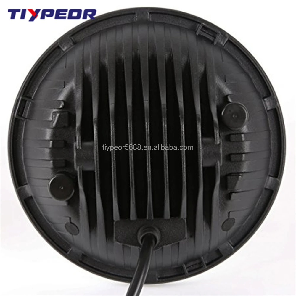 product tiypeor 7 inch 90w led headlight black chrome round with drl turning signal light for jk cj tj hummer for motorcycle-2