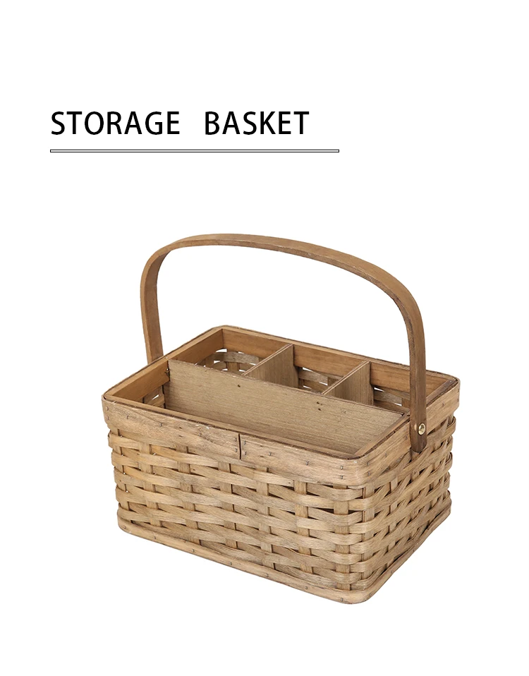 Small Wooden Basket with Handle 