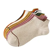 Fashion Casual Stripes Ladies Socks  Custom Cotton Short Plain Ankle Socks for Women