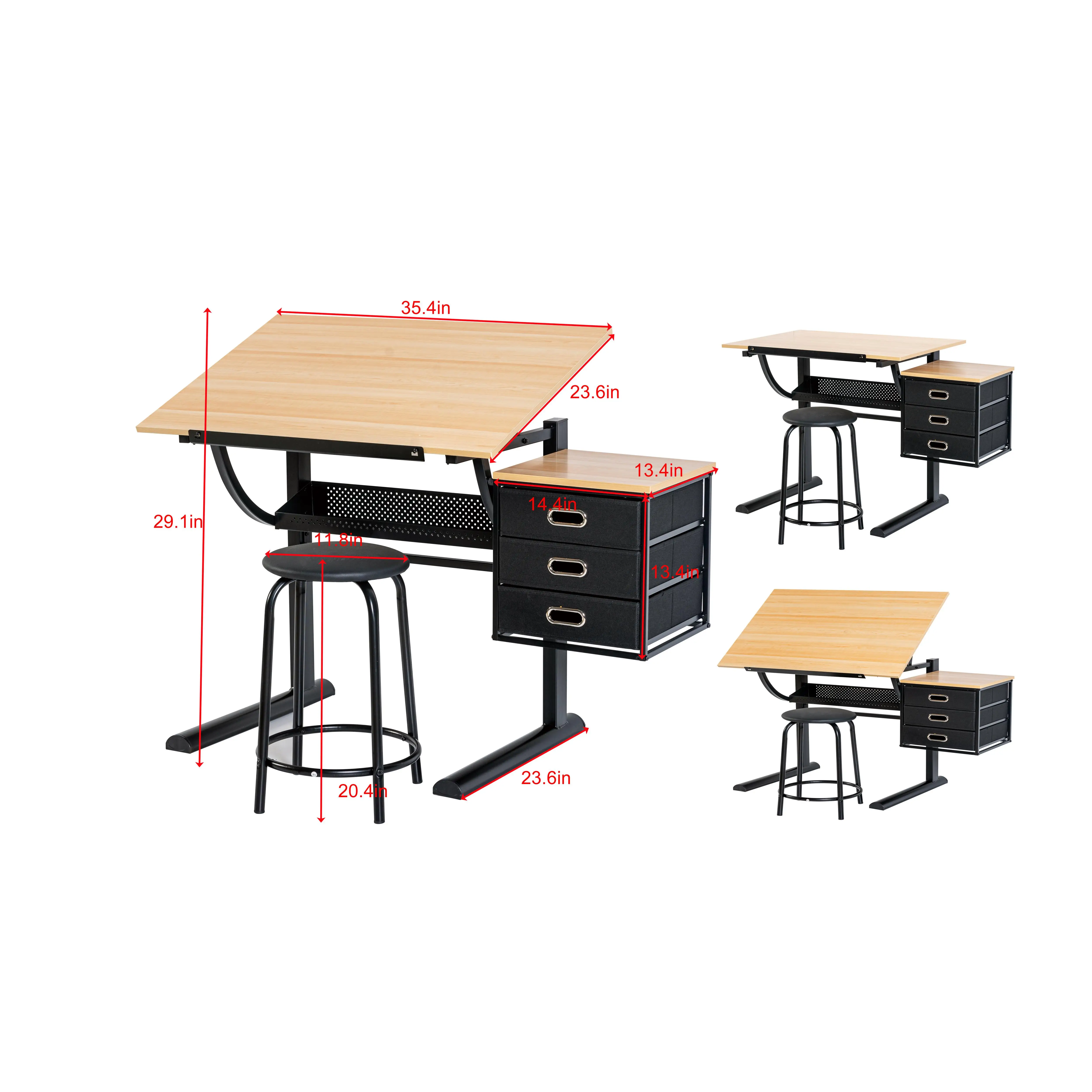 Multifunctional Art Craft Study Desk Engineer Drafting Table and Computer Desk