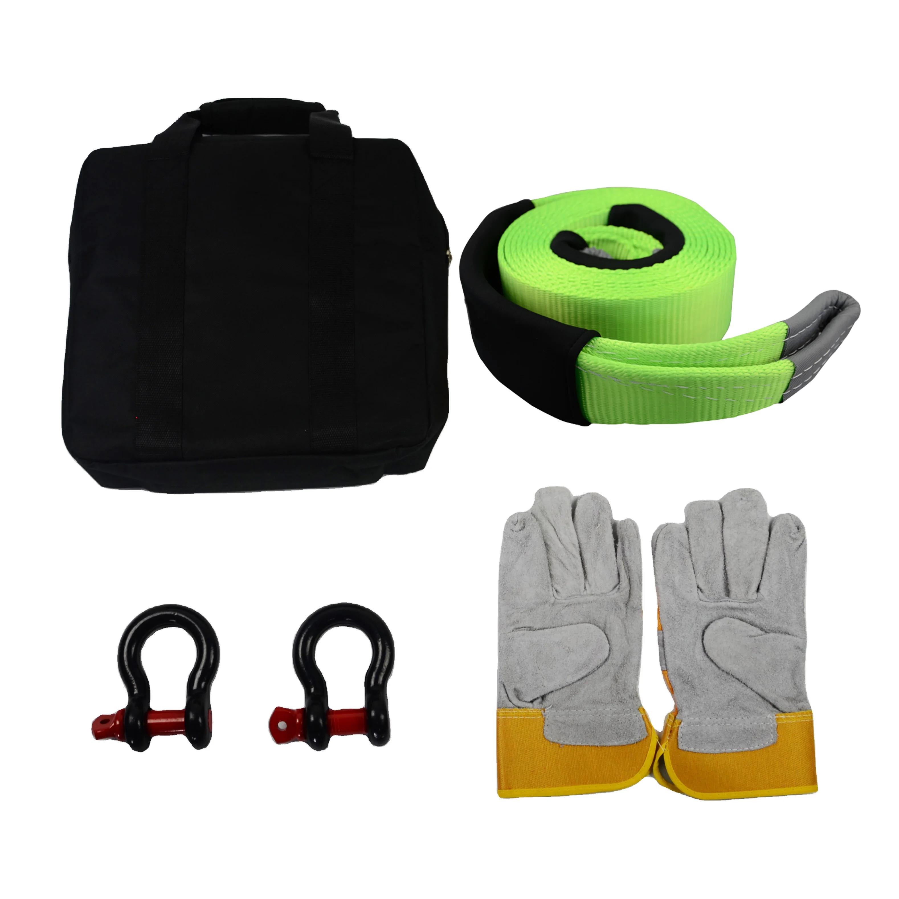 JINLI Custom OEM/ODM 3'' X30ft Heavy Duty Recovery Tow Straps Kit with 36,000 lb Emergency 4WD Towing Rope 3/4 Shackles