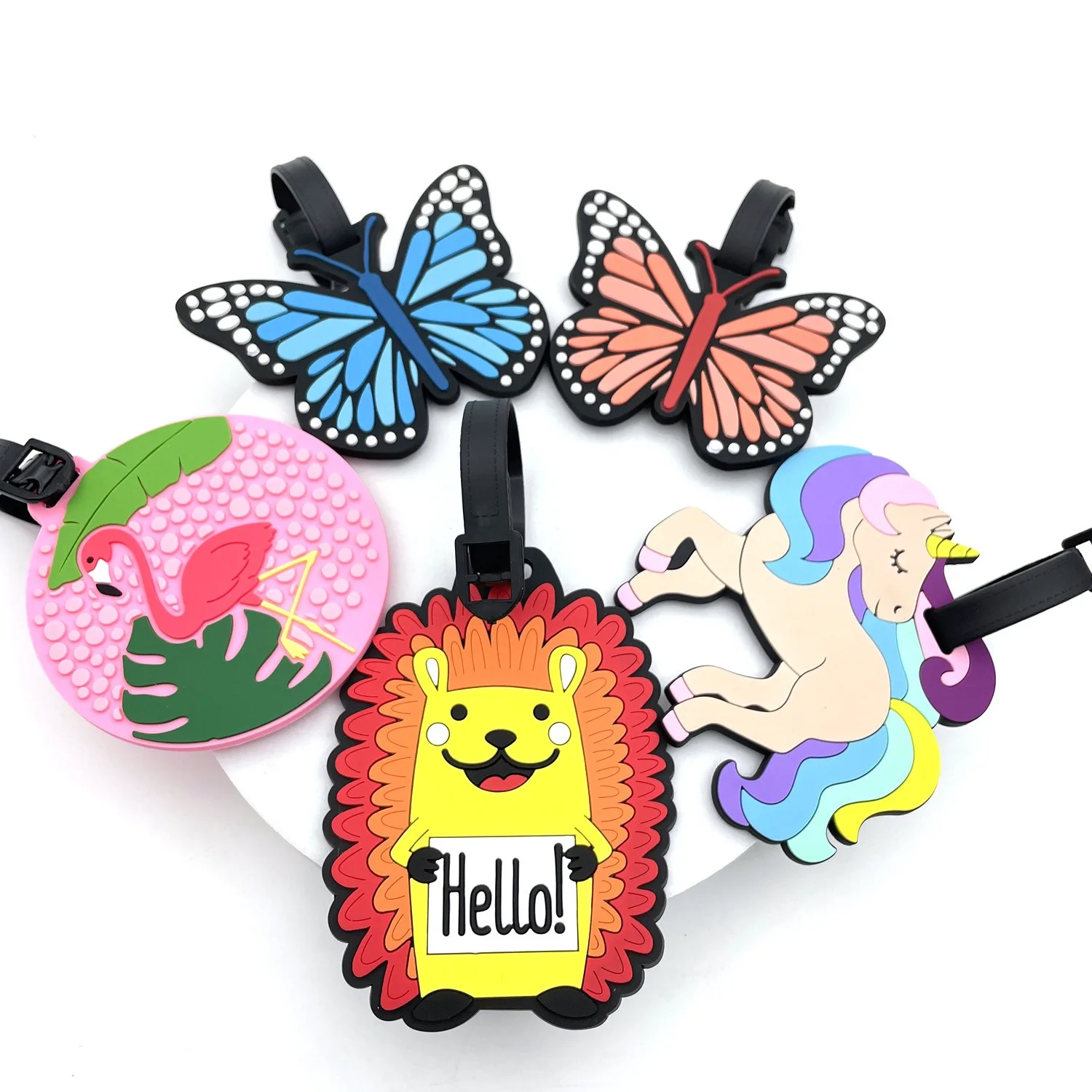 Pvc Travel Luggage Tag Cartoon Custom Silicone Luggage Tag Name