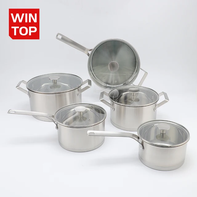 10pcs Cooking Pot And Pan Nonstick Frying pan Saucepan Stainless Steel Cookware Sets