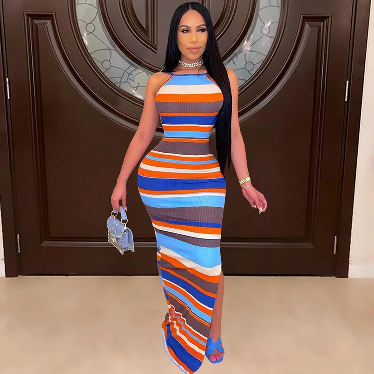 2021 New Wholesale Spaghetti Strap Ladies Elegant Bodycon Backless Summer  Dress S-XL Women Party Sexy Club Casual Dresses