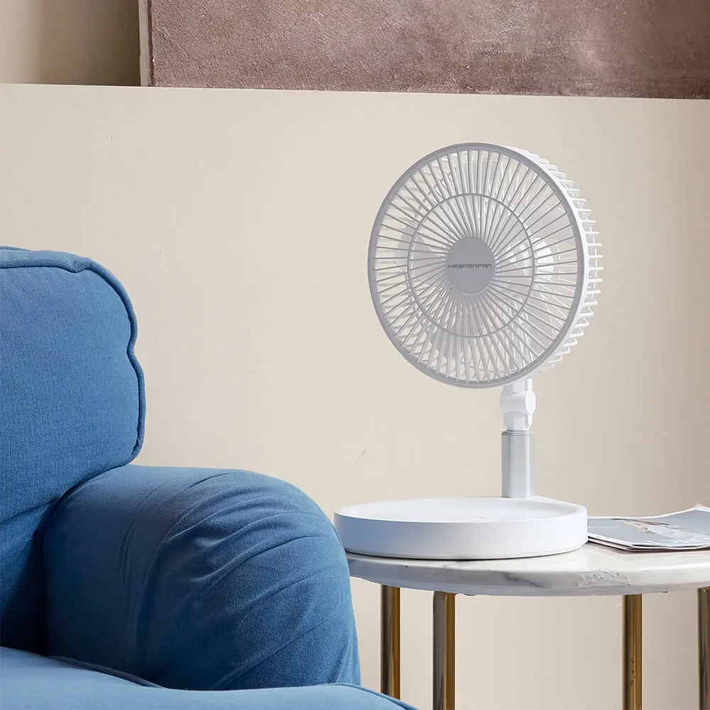 HEBRON Smart Home Folding Pedestal Fan with LED Light Adjustable and Rotatable Remote Control Table Mount for Household Use