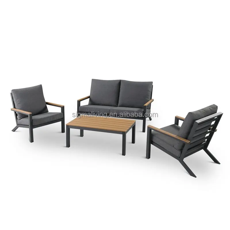 Patio furniture garden outdoor furniture sofa set aluminum 4 pieces sofa seating group with cushions