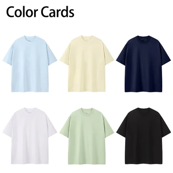 Unisex Oversized Short Sleeve Knitted T Shirts 300 Grams Multi Color (Light Blue/Yellow/Navy Blue/White/Light Green/Black)