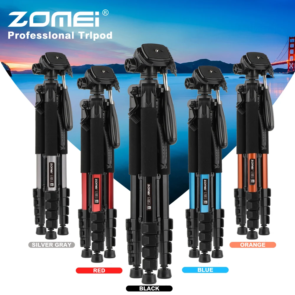 Zomei Q188 Aluminum Professional DSLR Camera Tripod 5-Section Flip Lock Waterproof Shockproof 5KG Load Capacity Portable Bubble