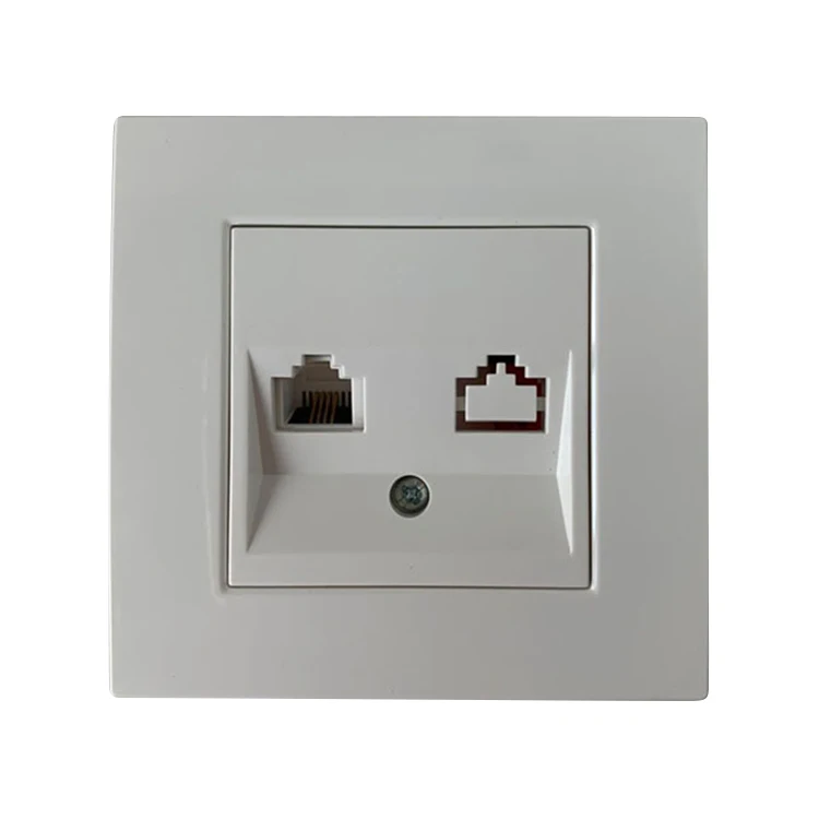 Eu Standard Pc Material Tv Telphone Socket Wholesale Data Socket Outlet Rj45 Satellite Wall Sockets F Connector