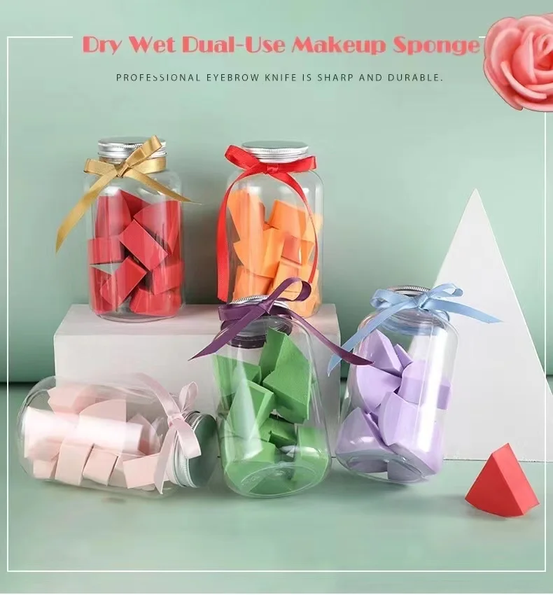 Small Fanshaped Beauty Egg 12pcs Triangleshaped Powder Puff Wet And