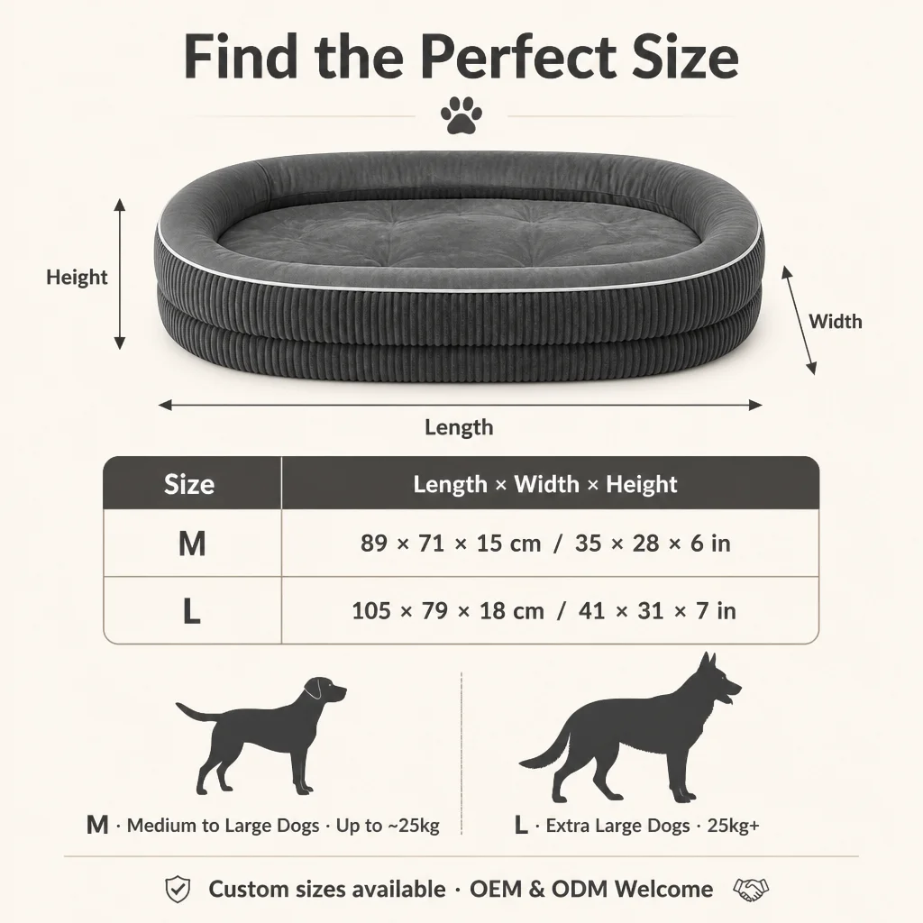 Oval Bolster Dog Bed Corduroy Outer — Product details 6