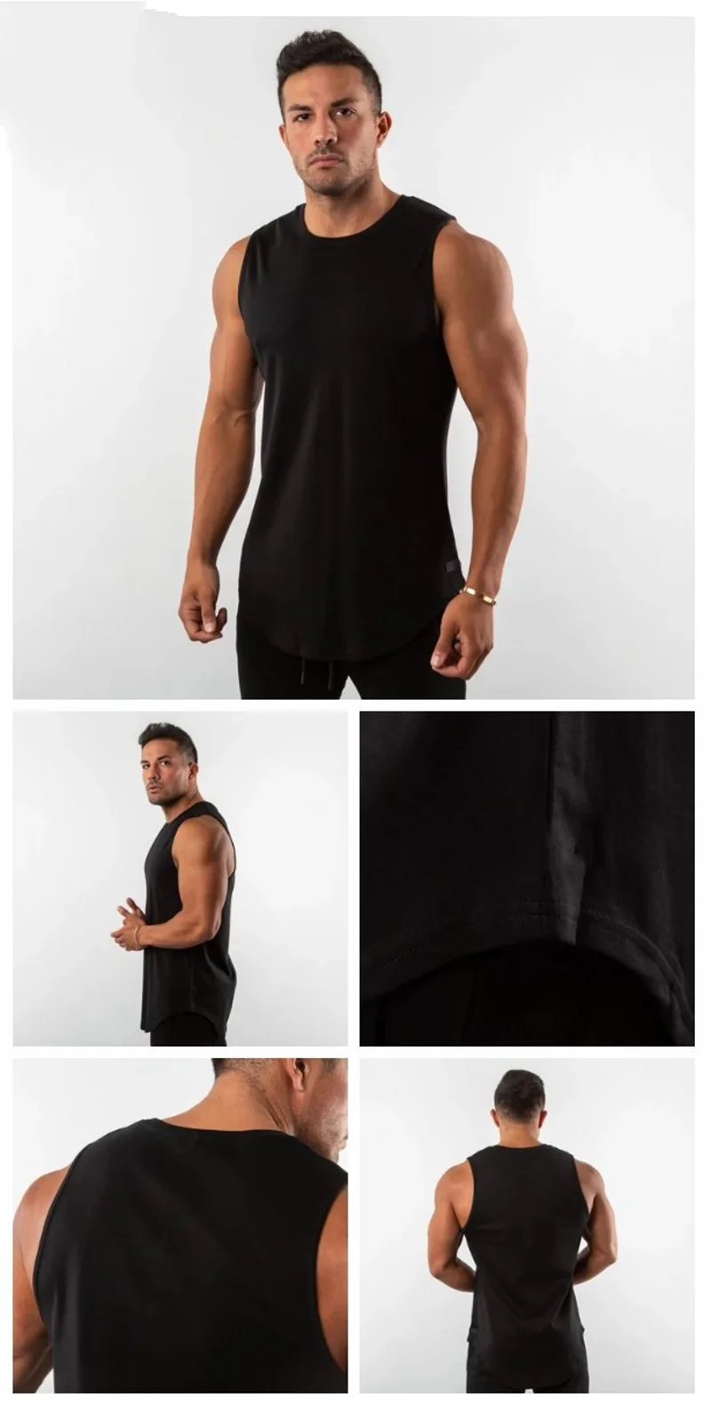 Plus Size Hot Sale Cotton Spandex Plain Bodybuilding Fitness Stringer ...