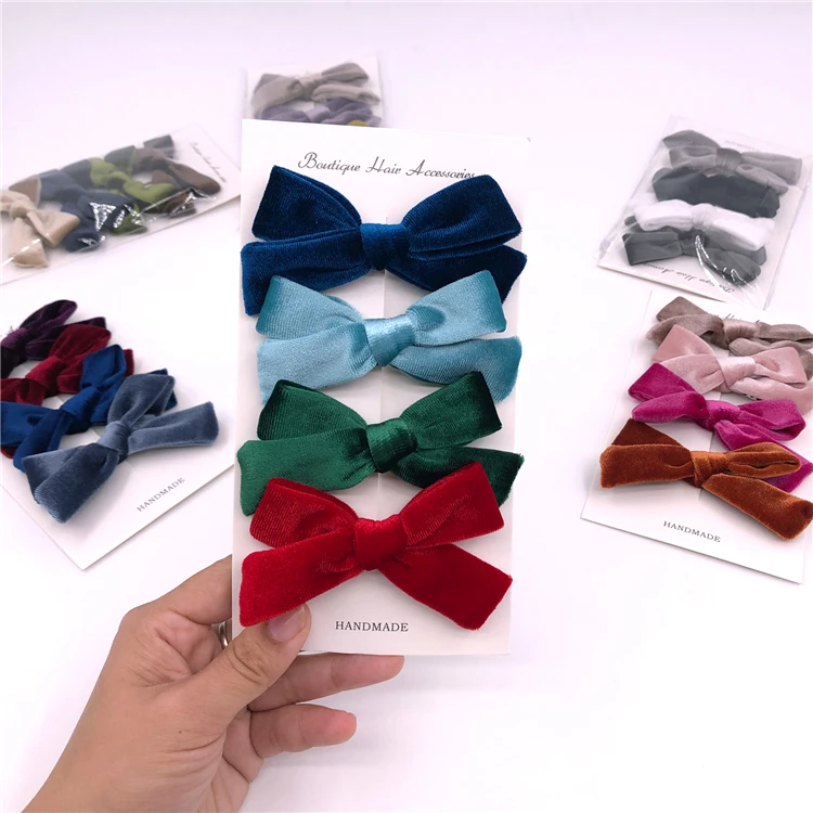 Set of PCS Velvet Fabric Hair Bow Clips Soft Headbands Hair Band