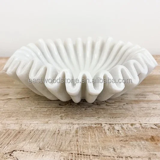 Customized Fluted Marble Stone Tile - White Polished Round Stripe ...