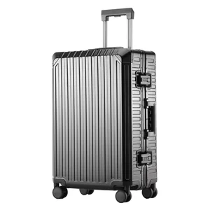custom logo All Aluminum Modern Carry-On Luggage with TSA Locks Waterproof & Anti-Theft Zipperless Spinner Hard Shell Suitcase
