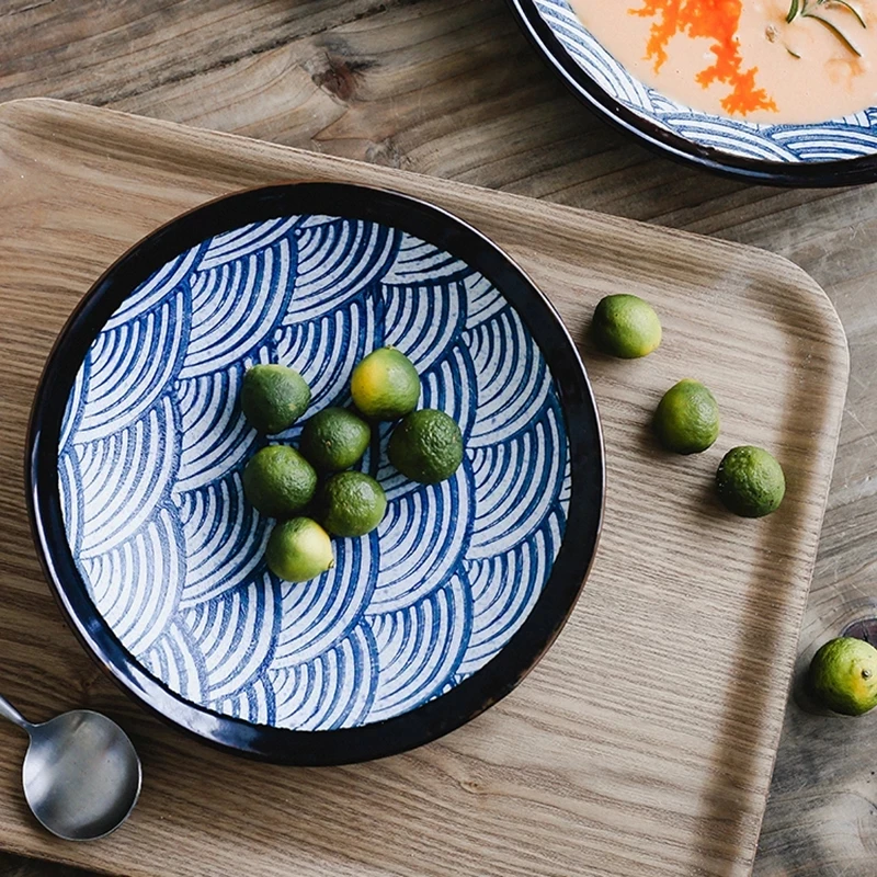 Unique Design Hand Painting Bevel Serving Dish Ceramic Salad Plate Ceramic Plates for Restaurant